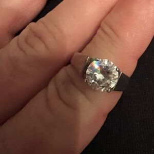 - Diamonique CZ solitaire sterling silver ring size 7